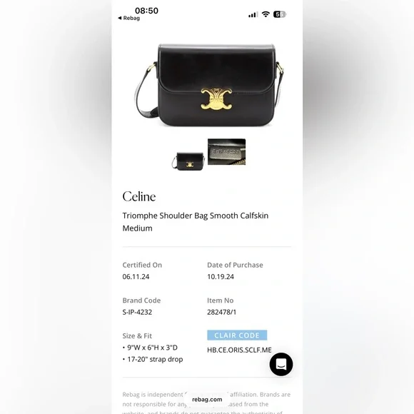 Celine triomphe shoulder bag classique - Picture 8 of 9